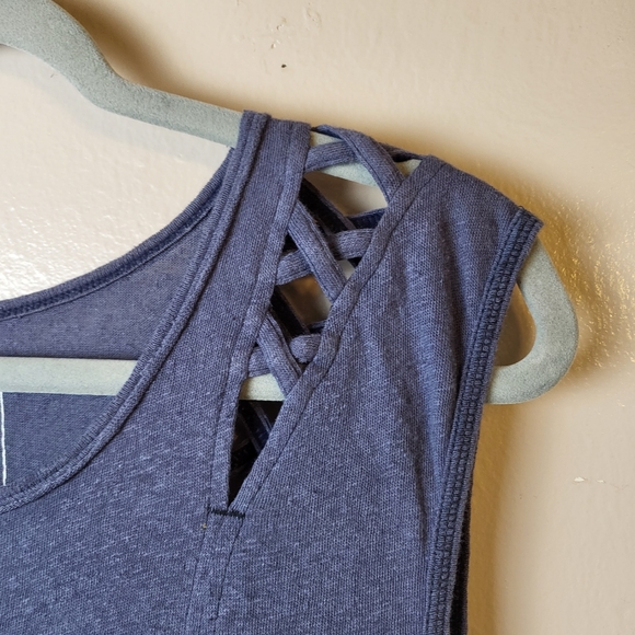 Free People We the Free Summers End Linen Cotton Blend Cutout Tank - Picture 6 of 7